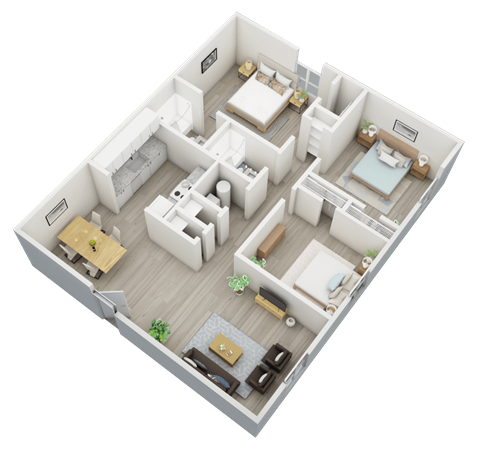 3-bedroom, 2-bathroom, 1,124 square foot floor plan at The Bluffs Jasper